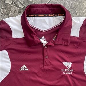 ADIDAS U OF OTTAWA Maroon & White Polo Golf Shirt Collegiate Sports Fan Athletic